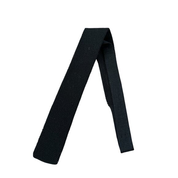 Vintage Rufflernit by Rooster Square End Tie Mohair Wool Black - Picture 1 of 4